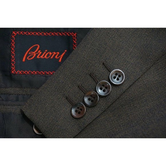 Brioni Palatino Solid Brown Woven Textured Sport C